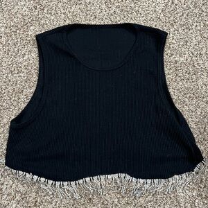 Black Sparkly Cropped Tank Top